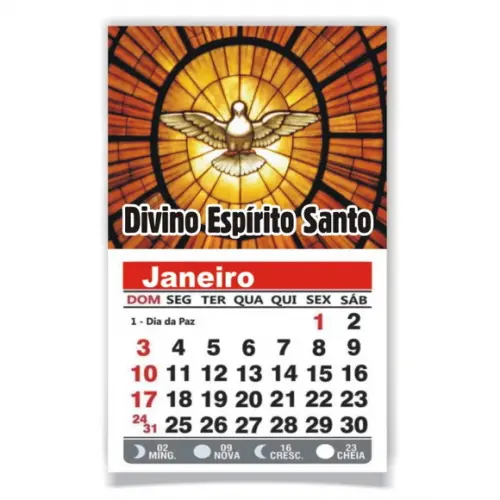 ÍMÃ DE GELADEIRA C/ CALENDÁRIO DIVINO ESPÍRITO SANTO