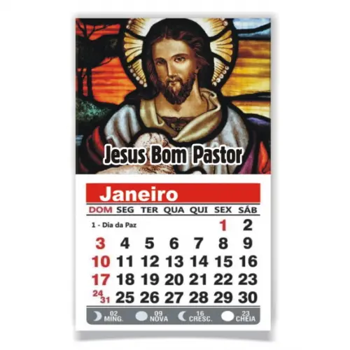 ÍMÃ DE GELADEIRA C/ CALENDÁRIO JESUS BOM PASTOR