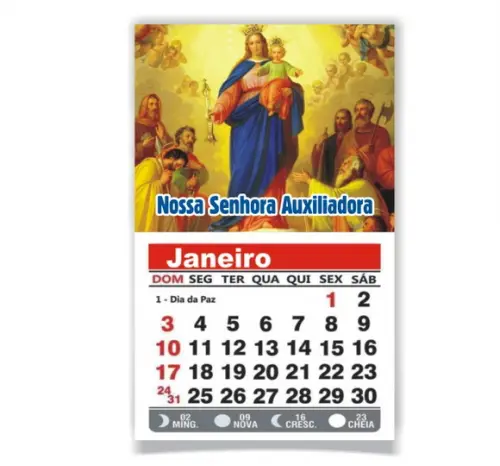 ÍMÃ DE GELADEIRA C/ CALENDÁRIO NOSSA SENHORA AUXILIADORA