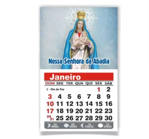 ÍMÃ DE GELADEIRA C/ CALENDÁRIO NOSSA SENHORA DA ABADIA