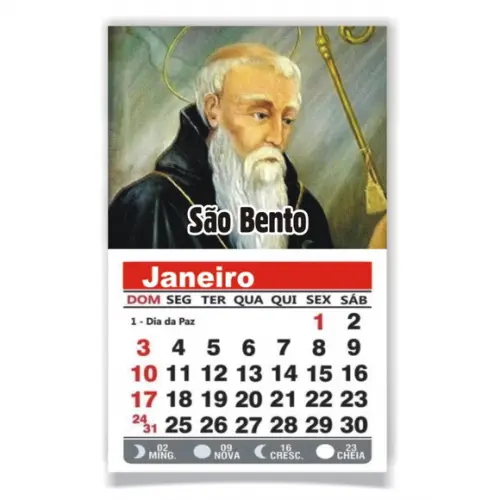 ÍMÃ DE GELADEIRA C/ CALENDÁRIO SÃO BENTO