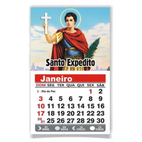 Ímã de Geladeira c/ Calendário Santo Expedito