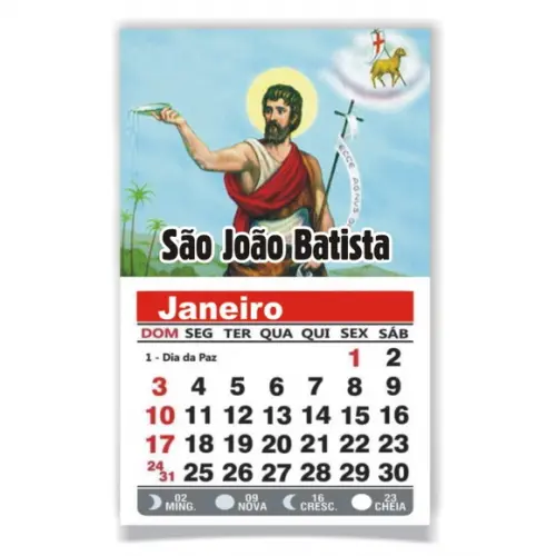 ÍMÃ DE GELADEIRA C/ CALENDÁRIO SÃO JOÃO BATISTA