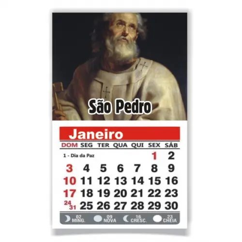 ÍMÃ DE GELADEIRA C/ CALENDÁRIO SÃO PEDRO