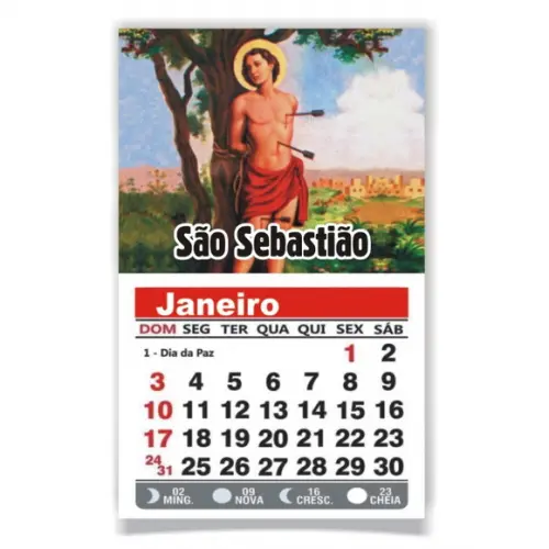 ÍMÃ DE GELADEIRA C/ CALENDÁRIO SÃO SEBASTIÃO