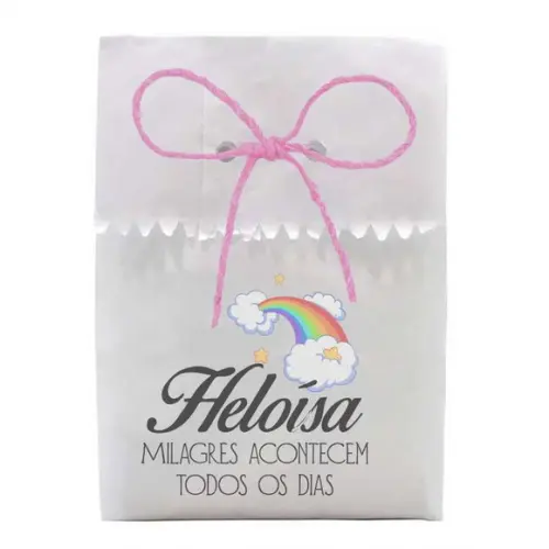 INFANTIL - SAQUINHO PAPEL PERSONALIZADO. C/ FURO E CORDÃO