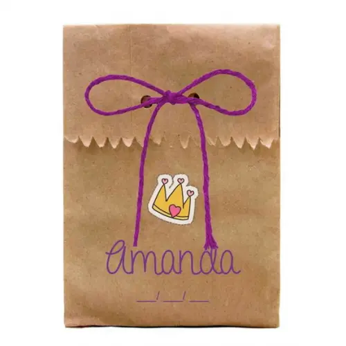 INFANTIL - SAQUINHO PAPEL PERSONALIZADO. C/ FURO E CORDÃO