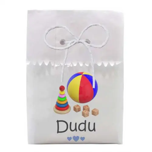 INFANTIL - SAQUINHO PAPEL PERSONALIZADO. C/ FURO E CORDÃO