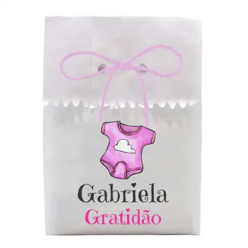 INFANTIL - SAQUINHO PAPEL PERSONALIZADO. C/ FURO E CORDÃO