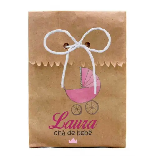 INFANTIL - SAQUINHO PAPEL PERSONALIZADO. C/ FURO E CORDÃO