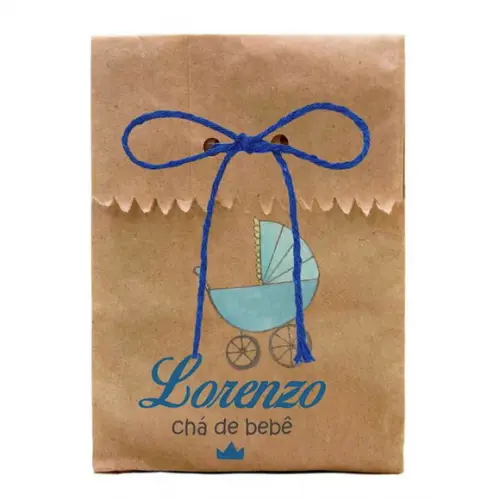 INFANTIL - SAQUINHO PAPEL PERSONALIZADO. C/ FURO E CORDÃO