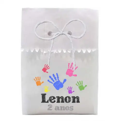 INFANTIL - SAQUINHO PAPEL PERSONALIZADO. C/ FURO E CORDÃO