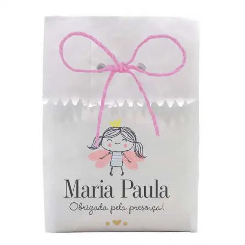 INFANTIL - SAQUINHO PAPEL PERSONALIZADO. C/ FURO E CORDÃO