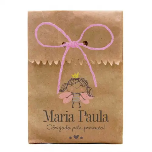 INFANTIL - SAQUINHO PAPEL PERSONALIZADO. C/ FURO E CORDÃO
