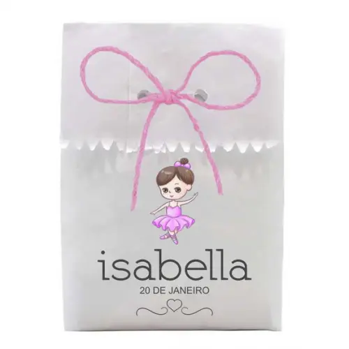 INFANTIL - SAQUINHO PAPEL PERSONALIZADO. C/ FURO E CORDÃO