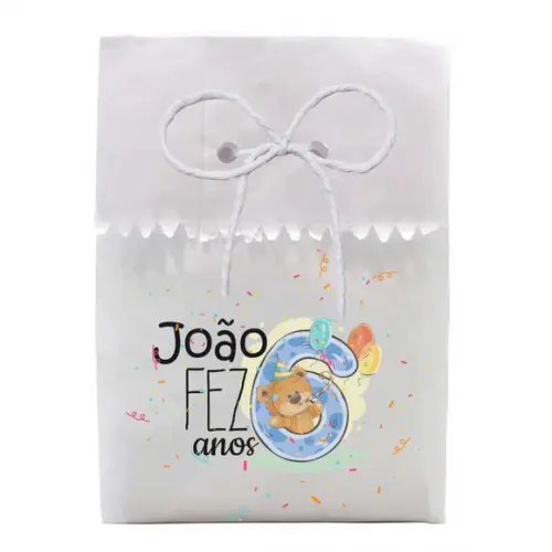 INFANTIL - SAQUINHO PAPEL PERSONALIZADO. C/ FURO E CORDÃO