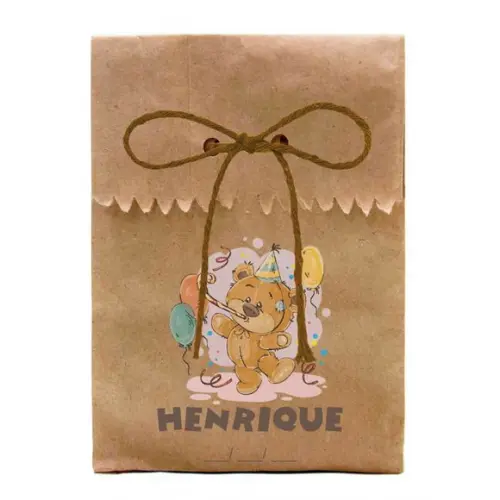 INFANTIL - SAQUINHO PAPEL PERSONALIZADO. C/ FURO E CORDÃO