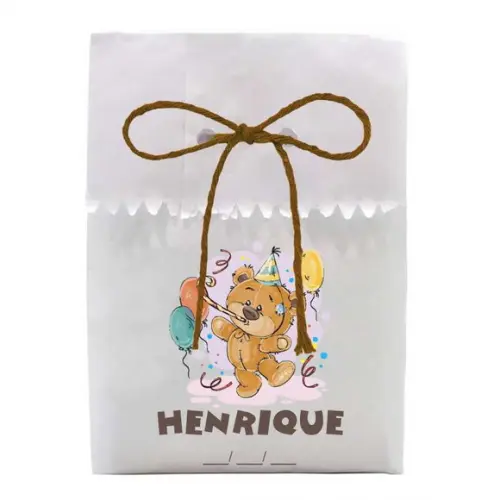 INFANTIL - SAQUINHO PAPEL PERSONALIZADO. C/ FURO E CORDÃO