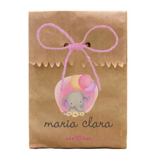 INFANTIL - SAQUINHO PAPEL PERSONALIZADO. C/ FURO E CORDÃO