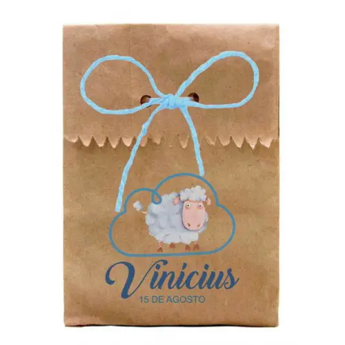 INFANTIL - SAQUINHO PAPEL PERSONALIZADO. C/ FURO E CORDÃO