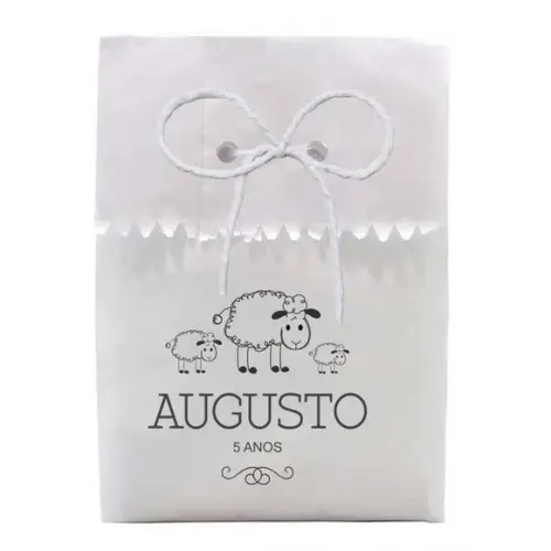 INFANTIL - SAQUINHO PAPEL PERSONALIZADO. C/ FURO E CORDÃO