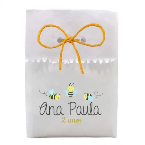 INFANTIL - SAQUINHO PAPEL PERSONALIZADO. C/ FURO E CORDÃO