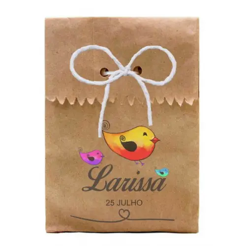INFANTIL - SAQUINHO PAPEL PERSONALIZADO. C/ FURO E CORDÃO