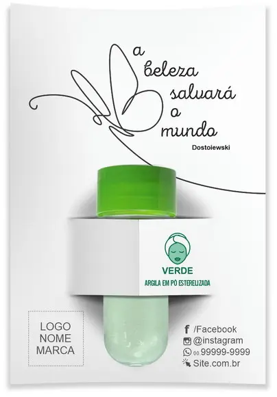 Kit Argila Facial Personalizado, Borboleta. Cor Verde.