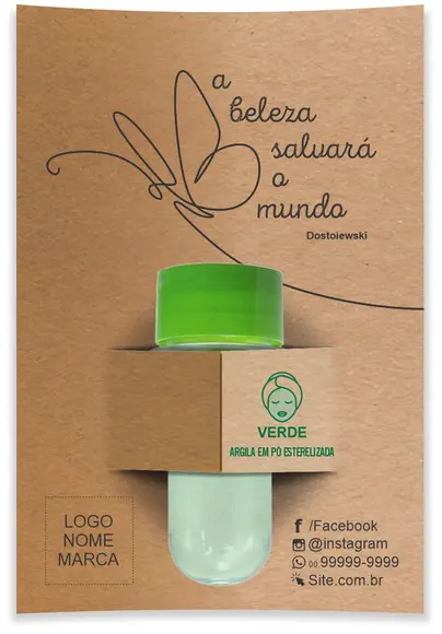 Kit Argila Facial Personalizado, Borboleta. Cor Verde.