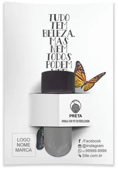Kit Argila Facial Personalizado, Casulo. Cor Preta.