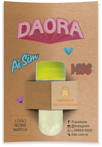 Kit argila facial personalizado, Daora. Cor amarela.