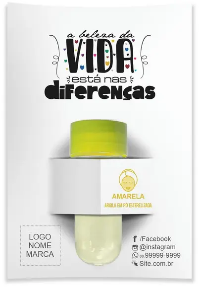 Kit argila facial personalizado, Diferenças. Cor amarela.