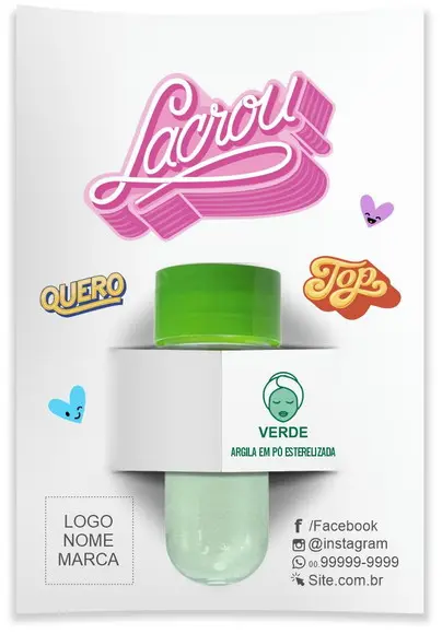 Kit argila facial personalizado, Lacrou. Cor verde.