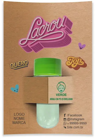 Kit argila facial personalizado, Lacrou. Cor verde.