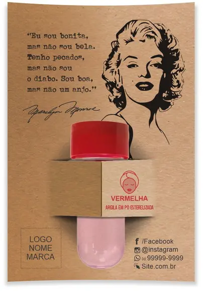 Kit Argila Facial Personalizado, Marilyn. Cor Vermelha.