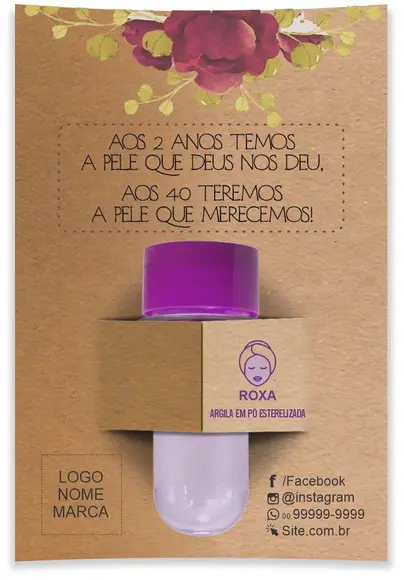 Kit argila facial personalizado, Merecimento. Cor roxa.