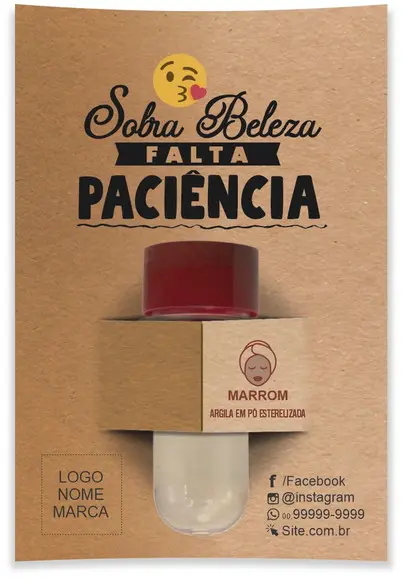 Kit argila facial personalizado, Paciência. Cor marrom.