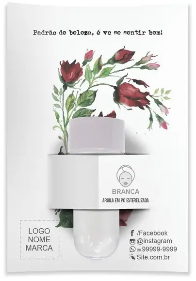 Kit Argila Facial Personalizado, Rosas. Cor Branca.
