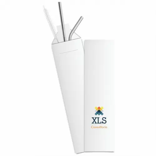 Kit Canudo Inox c/ 3 Pçs + Embalagem Personalizados
