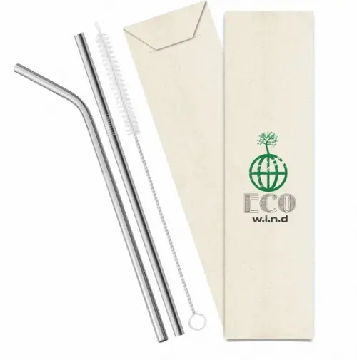 Kit Canudo Inox c/ 3 Pçs + Embalagem Personalizados