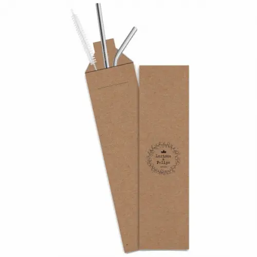 Kit Canudo Inox c/ 3 Pçs + Embalagem Personalizados