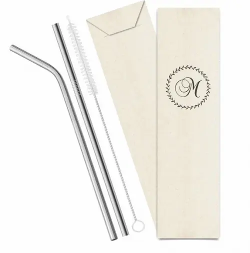 Kit Canudo Inox c/ 3 Pçs + Embalagem Personalizados
