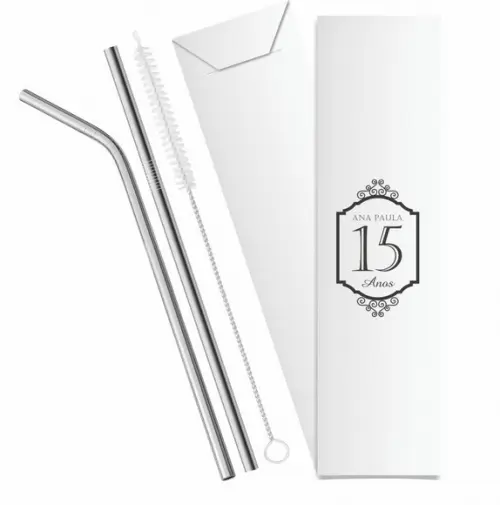 Kit Canudo Inox c/ 3 Pçs + Embalagem Personalizados