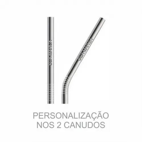 Kit Canudo Inox c/ 3 Pçs + Embalagem Personalizados