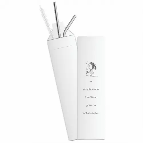 Kit Canudo Inox c/ 3 Pçs + Embalagem Personalizados