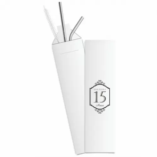 Kit Canudo Inox c/ 3 Pçs + Embalagem Personalizados