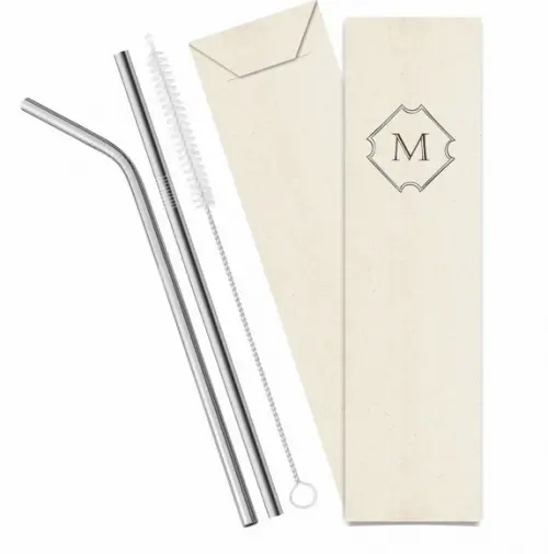 Kit Canudo Inox c/ 3 Pçs + Embalagem Personalizados