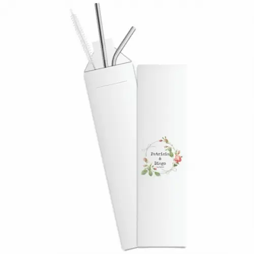 Kit Canudo Inox c/ 3 Pçs + Embalagem Personalizados
