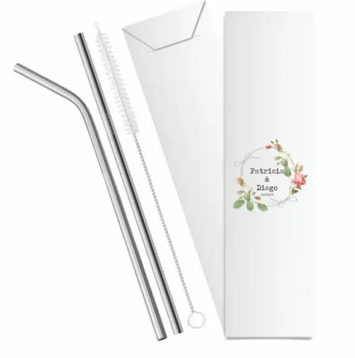 Kit Canudo Inox c/ 3 Pçs + Embalagem Personalizados