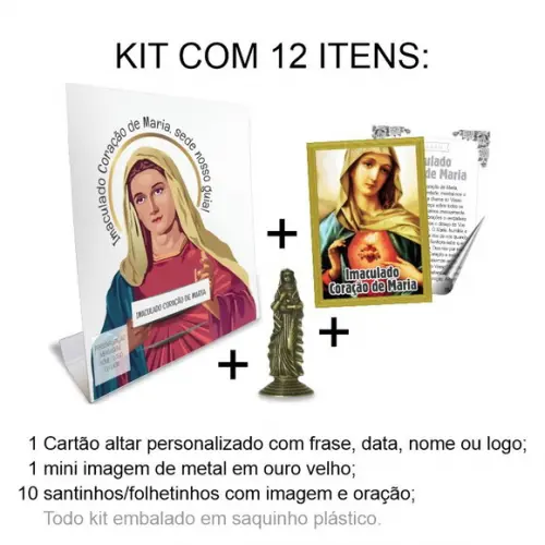 Kit Cartão Altar + Imagem da Imaculado Coração de Maria, M1